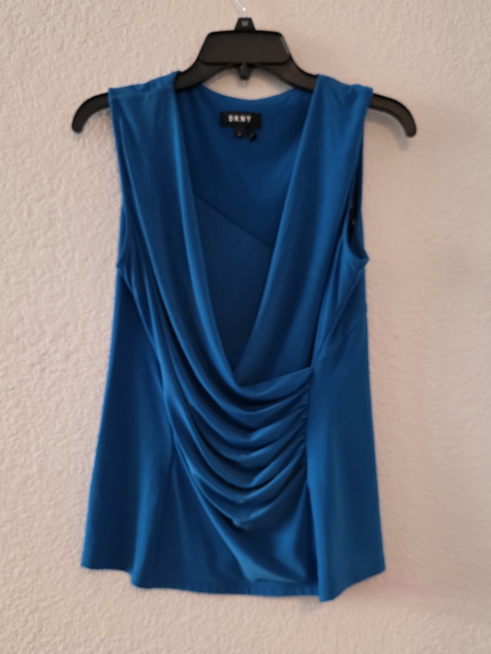 DKNY Teal-Blue Draped Sleeveless Camisole